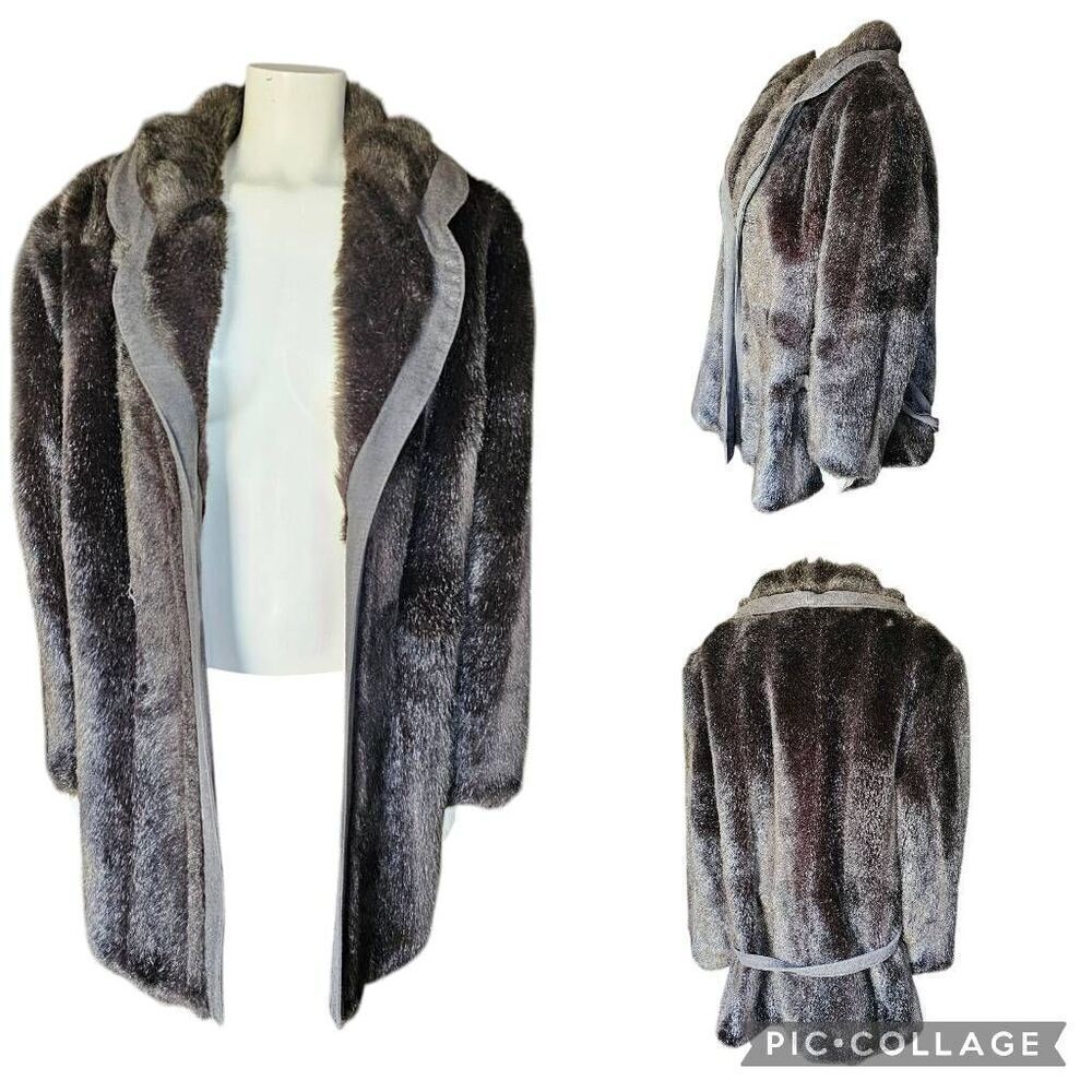 Lane Bryant faux fur coat womens size 3X brown high quality missing button lined